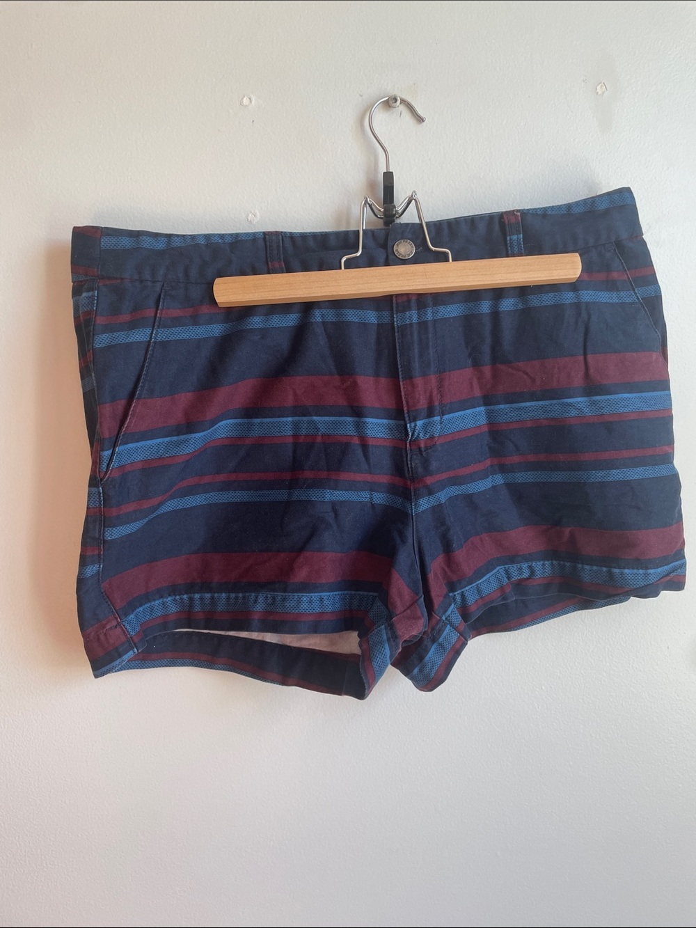 Joe Fresh Navy Striped Women’s Shorts with Burgundy and Blue